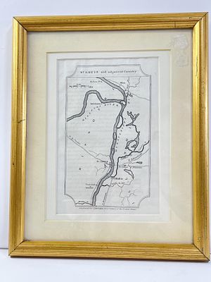 John Melish, "St. Louis and Adjacent Country" A framed map titled 'St. Louis and Adjacent 