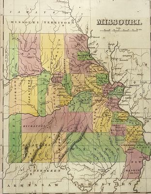 Anthony Finley, "Missouri" A framed antique map titled "Missouri" by Anthony Finley, created 