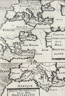 Unknown Artist, "Figure LXXXII Mer Mediterranee Selon Les Anciens" A framed print of a 