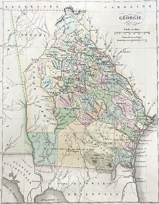 Carey & Lea, "Carte Géographique, Statistique et Historique de la Géorgie" This is an antique 