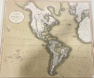John Cary, New Map of America A framed antique map titled 'New Map of America' by John Cary 