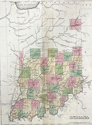 "Geographical, Statistical, and Historical Map of Indiana" engraved by Young and Delleker A 