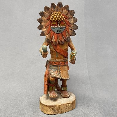 Lavon Polacca Hopi Sun Kachina, 7" high, Base: approximately 2 1/2" x 2 1/4". Lavon Polacca Hopi 