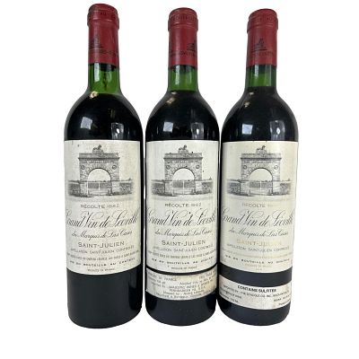 3 bottles - 2 bottles Saint- Julien Grand Cru Classe 1982 CHATEAU LEOVILLE LAS CASES (FRANCE) 