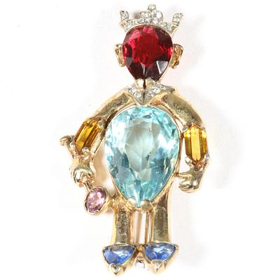 Reja Retro Book Piece sterling vermeil "Men from Mars" Martian king decorated with polychrome 