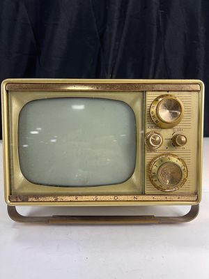 Emerson Model 1270 portable television from 1956, 8 screen, untested, gold,