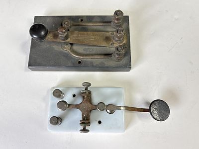 Lot of 2 vintage telegraph keys, United Electrical Apparatus Co., Boston and E. I. Co. New York