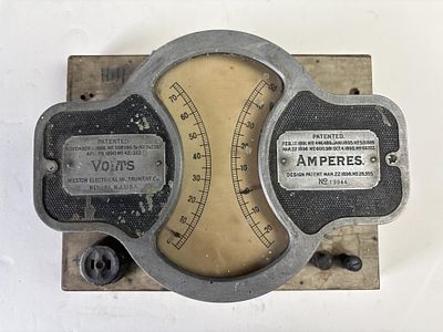 Vintage Weston Electrical Instrument Co. Voltmeter & Ammeter, back marked May 6th 1893, 10.5 