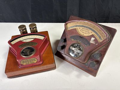 Lot of 2 vintage Weston Electrical Instrument Co. meters, Ammeter No. 8190 and Mil-Am-Meter no. 