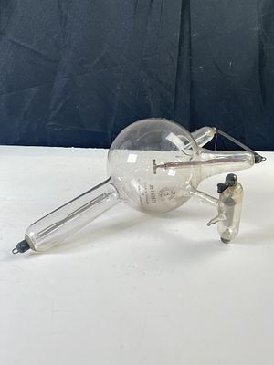 Vintage steampunk glass cold cathode X-ray tube, which means it uses a high voltage to ionize 