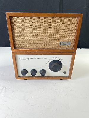 Vintage KLH Model Eight tube FM radio with separate speaker in solid wood cabinets produced 