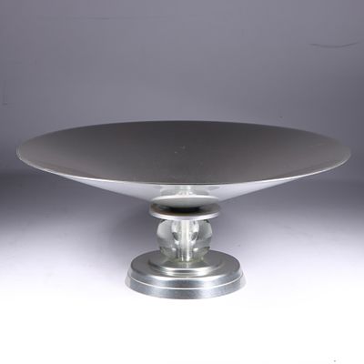 Machine Age Kensington Lurelle Guild Aluminum/Glass Compote 6"H x 13 1/2"Diam. Machine Age 