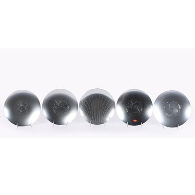 Kensington Lurelle Guild 4 Aluminum Plates and Canap&eacute; Plate 10" Diam. Kensington Lurelle Guild 