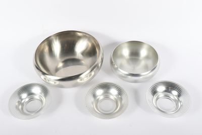 Kensington Lurelle Guild 3 Aluminum Candy Dishes w/ 2 Bowls 9 3/4" Diam. (Largest). Kensington 