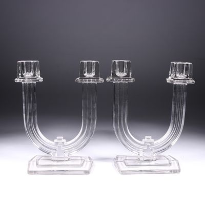 Pair of Heisey New Era Candlesticks 8"H x 6 1/4"W (one). Pair of Heisey New Era Candlesticks 