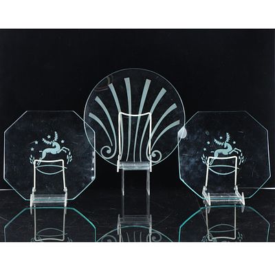 Kensington Lurelle Guild 3 Bent Glass 10 Plates 10"Diam. Kensington Lurelle Guild 3 Bent Glass 