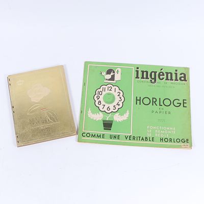 1937 Paris International Exposition Program Book; with a 1935 Paper Clock Assembly Book 14"H x 