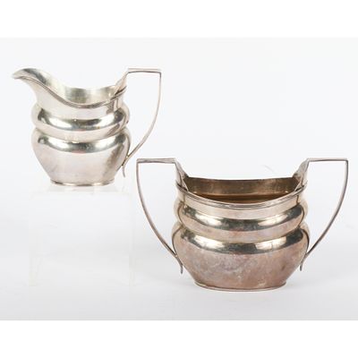 S. Blanckensee and Sons Art Deco sterling silver cream and sugar, Birmingham, 1920s 4 H X 6 