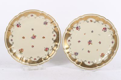 Two Oscar Schlegelmilch porcelain floral plates 1 1/2"H x 12"Diam.