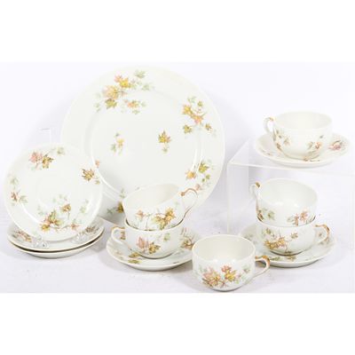 Haviland Limoges Autumn Leaf dinner plate and 6 cups & saucers 9 3/4Diam. (dinner plate)