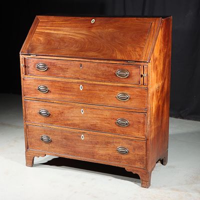 Georgian / Federal mahogany drop front bureau secretary writing desk with four drawers 45 1/4H 