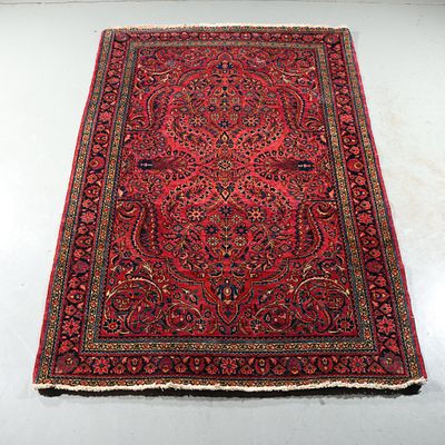 Antique Persian Sarouk estate rug carpet, 3x5 40H x 58W