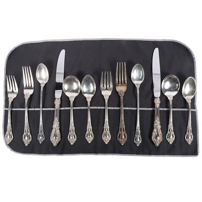 Eloquence by Lunt sterling silver flatware set with stainless steel knife blades, two 6pc. 