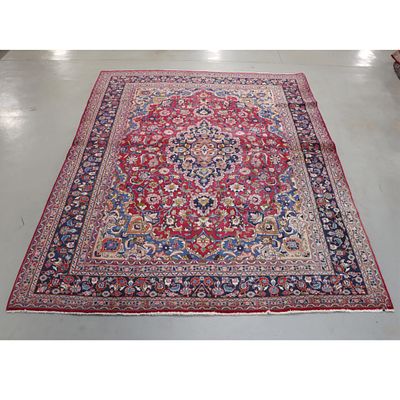 Persian Isfahan semi antique estate room size rug / carpet. 9' 6" x 13'