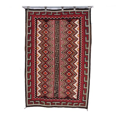 Navajo Teec Nos Pos/ Red Mesa hand spun and dyed rug, c. 1920s: 48" x 71". Navajo Teec Nos Pos/ 
