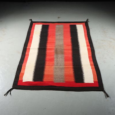 Navajo Native American Eye Dazzler striped blanket rug weaving. 40 1/2H x 61 1/2W. Navajo 