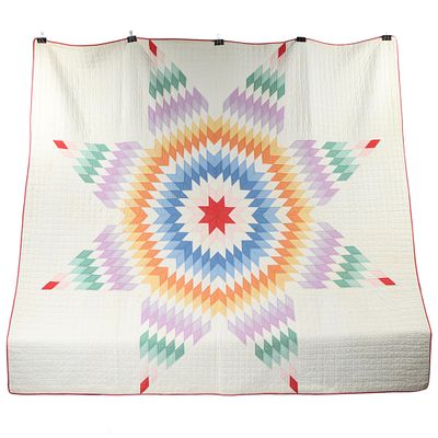 Antique Lone Star estate quilt, a classic American patchwork pattern also known as the Star of 