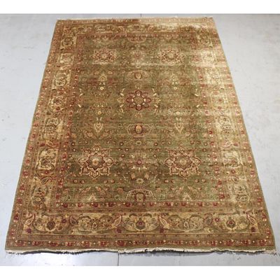 Hand knotted wool estate area rug; 14x10. 174"H x 120"W. Hand knotted wool estate area rug; 