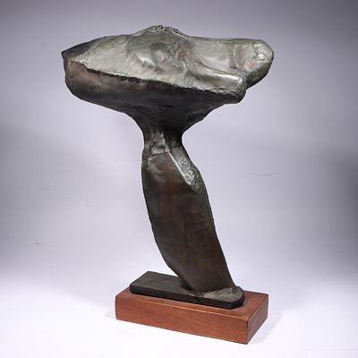 Prevost, American (20th Century), abstract modernist brutalist metal sculpture, 1966, hollow 
