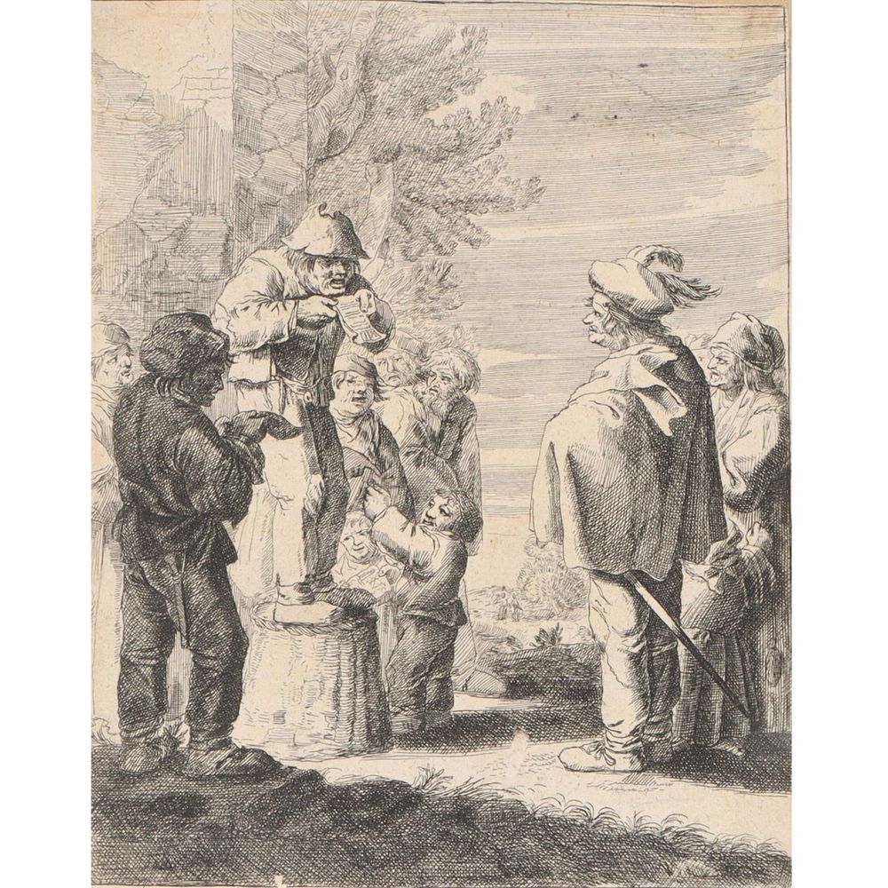 Jan / Andries Both, Dutch (1642-1650), The Five Senses (Sound), etching on laid paper, 8 1/2"H x 6. 