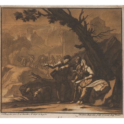 Georg Philipp and Johan Christian Rugendas, Augsberg (1666-1724), (1708-1781), figures in a scenic. 