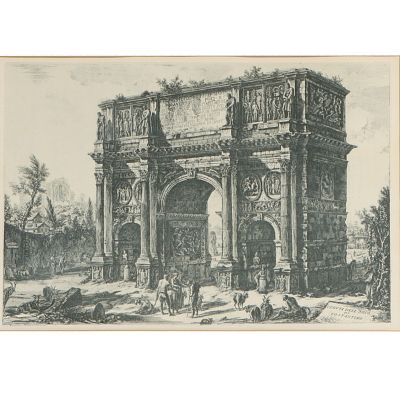 Giovanni Battista Piranesi (Italy, 1720-1778), "Veduta dell'Arco di Costantino", etching 11"H x 16. 