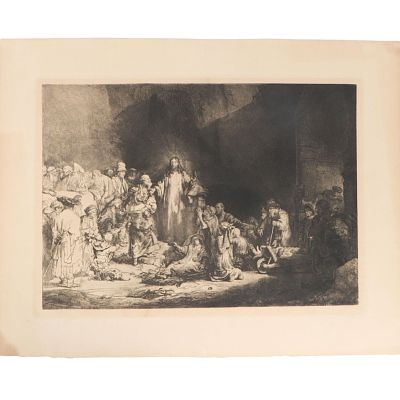 Reproduction etching of "The Hundred Guilder", also known as Christ Healing the Sick, an 