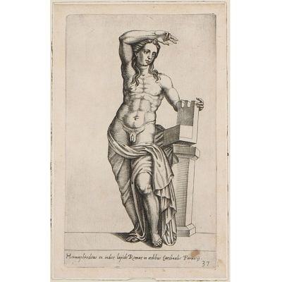 Giovanni Battista de' Cavalieri, Italy (1526-1597), Hermaphroditus ex indice lapide Romae in ?dibus