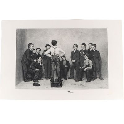 The Stump Speaker / Shoe Shine Boys, after John George Brown (1831?1913), large engraving 26"H x 39