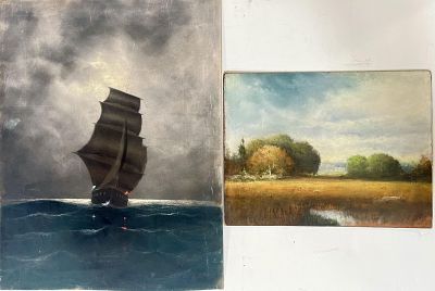 Two works on paper: signed William Lindsay Challoner? (British American, 1852-1901) nighttime 
