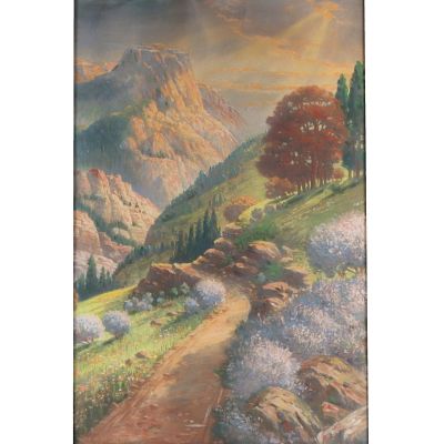 William A. Carson, California / Illinois (1867 - 1949), Mountain path scenic spring landscape with. 