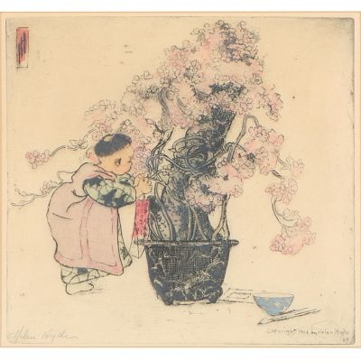 Helen Hyde, American (1868-1919), A Spring Poem, 1906, color etching, 8 1/4"H x 8 3/4"W(sight), 14. 