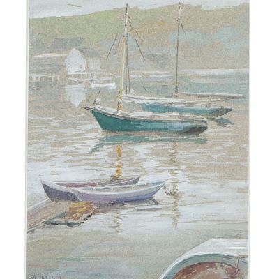Anna Hasselman, Indiana (1871-1966), In Gloucester Harbor, Mass., watercolor on paper, 9"H x. Ann 