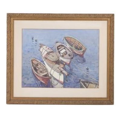 Julius Delbos, New York, New Jersey (1879 - 1970), untitled fishing boats, watercolor on paper, 19. 