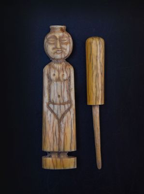 Carved Bone Surma dani (kohl container), South Asia ( Age not sure ), Indian. Carved Bone surma 