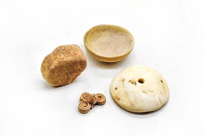 Indus Valley Artifact Collection Spindle Whorl, Terracotta Bowl, Weight & Stamp Seal, Indian . Th 
