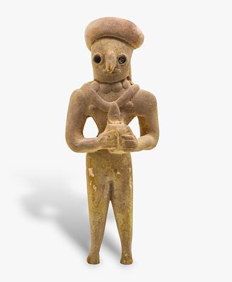 Neolithic terracotta figurine from Mehrgarh, Indian. This Neolithic terracotta figurine from 