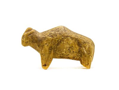 Stone figure of Bison, Bactrian Empire, Oxus Civilization, Near Eastern. Small carved Bactrian 