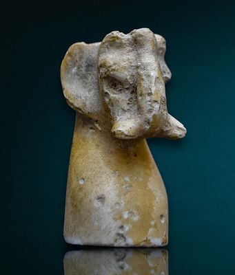 Ancient Islamic Stone Gaming Chess Piece, Elephant (Bishop), Abbasid period. This small carved 