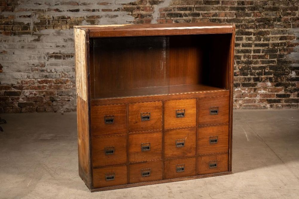 Lot 233: Vintage Apothecary Cabinet With Glass Display